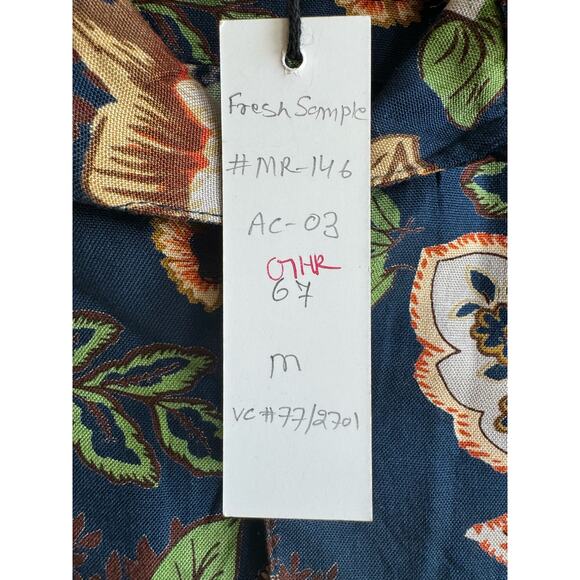 Raga Man Shirt Sample Tags Med Blue and Yellow Short Sleeve Button Down Casual - Picture 4 of 6